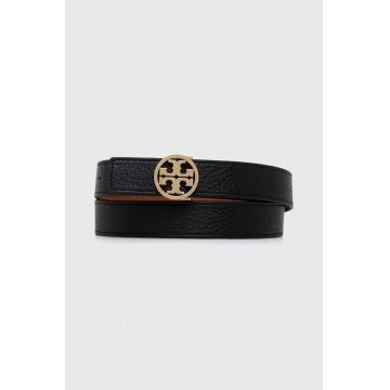 Tory Burch curea de piele cu doua fete femei, culoarea negru Tory Burch curea de piele cu doua fete femei, culoarea negru
